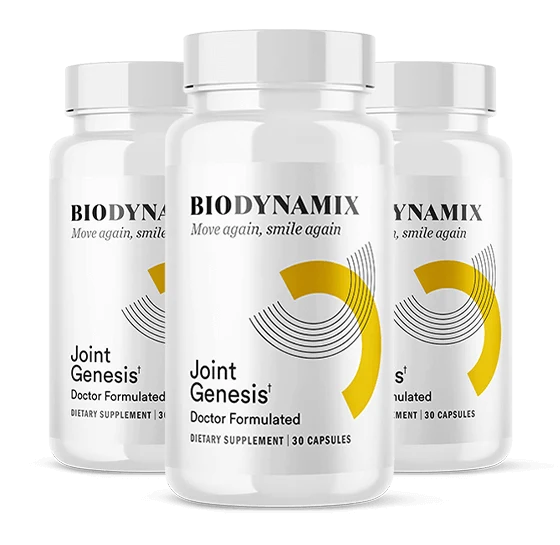Complete Joint Care (Joint Genesis) joint and mobility supplement bottles by BioDynamix
