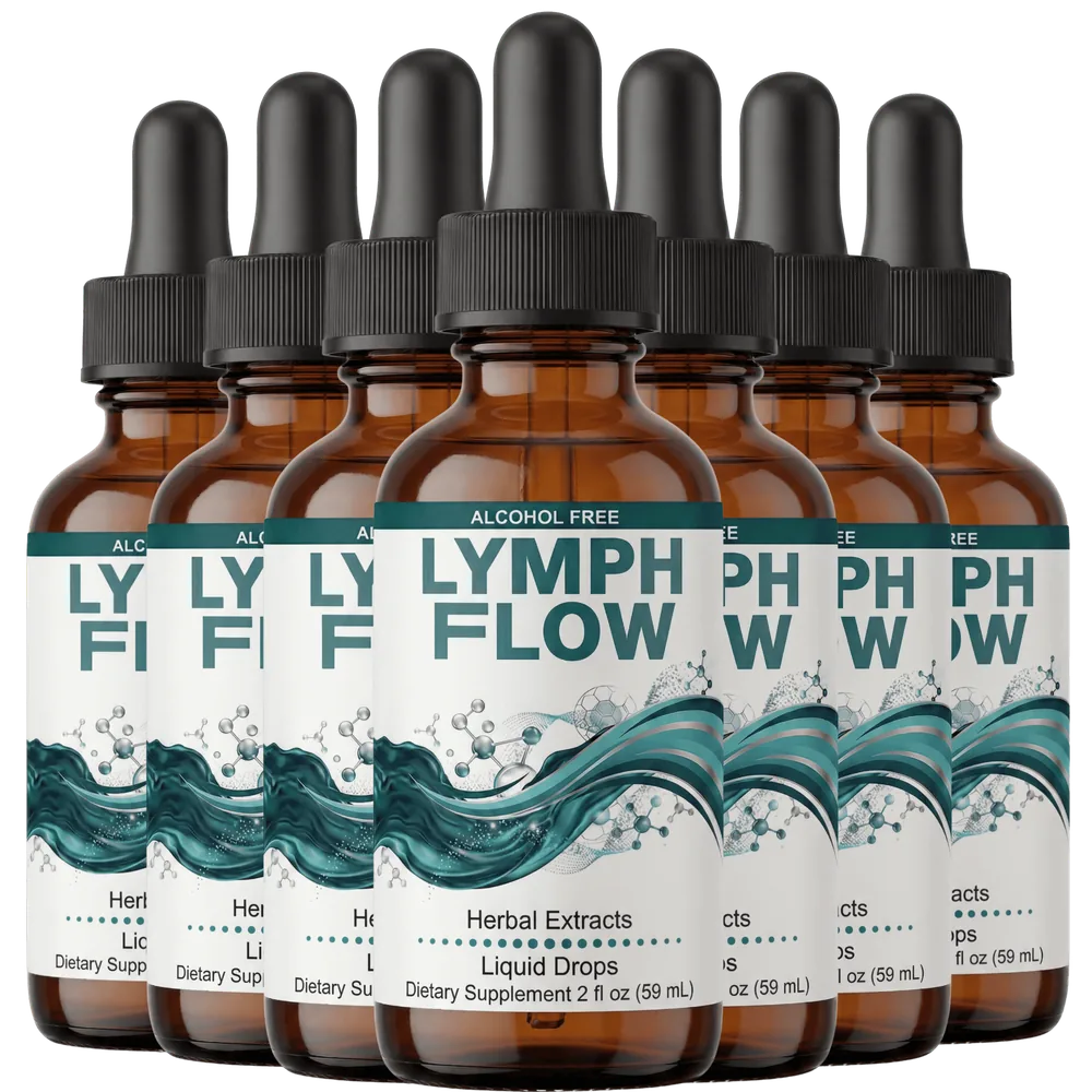 LymphFlow supplement shown in a multi-bottle pack on the maker's official site