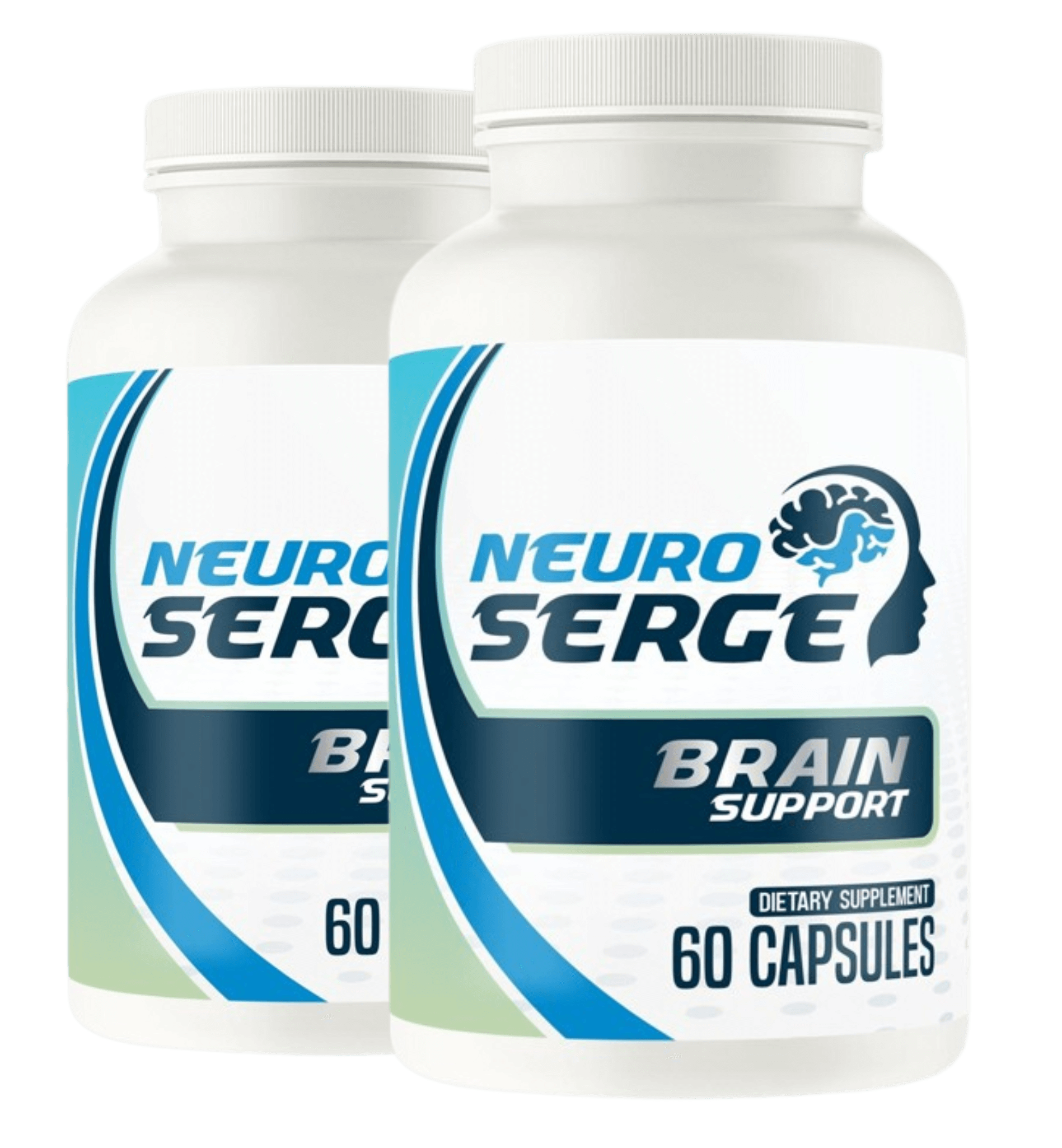 Two bottles of NeuroSerge (Neuro Serge) brain support supplement